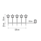 Virtene Ziemassvētku zvaigznes 5LED WW IP44 1.2m ar taimeri EMOS (2xAA)