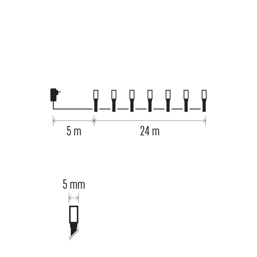 LED gaismas virtene 24m EMOS Classic 240LED 6W balta CW 8MOD IP44