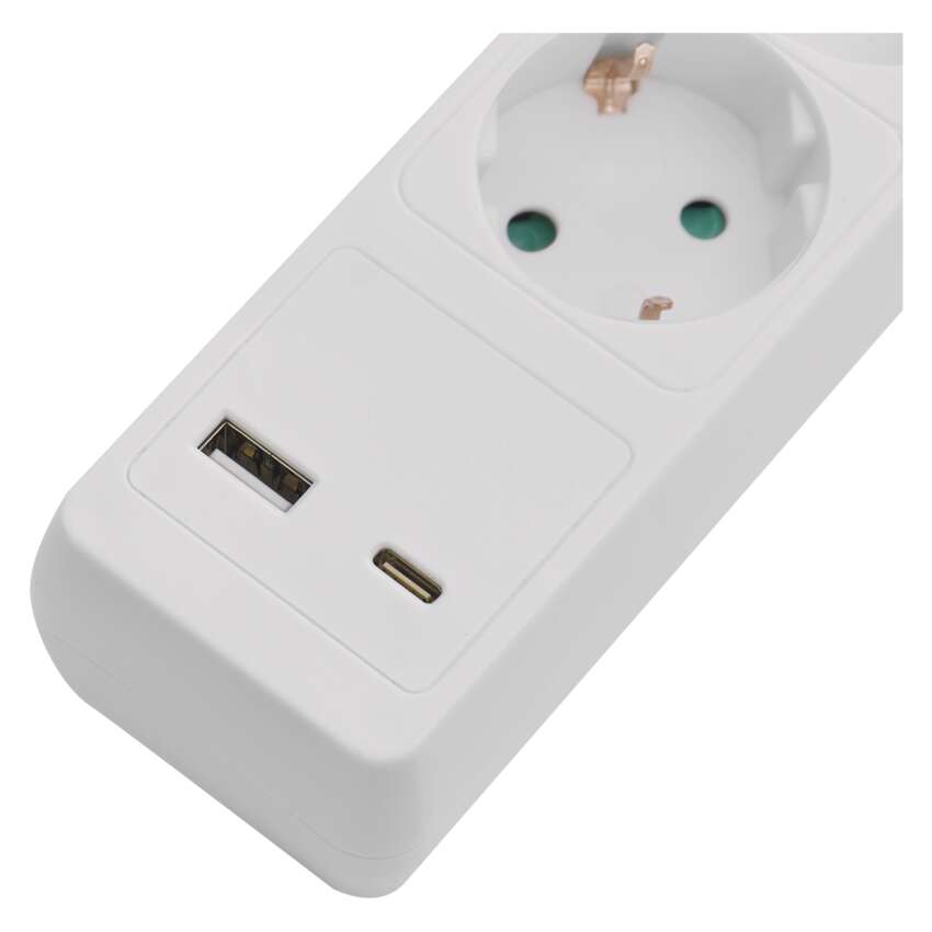 Pagarinātājs 2 m, 3 kontaktligzdas, ar slēdzii, 2×USB, EMOS
