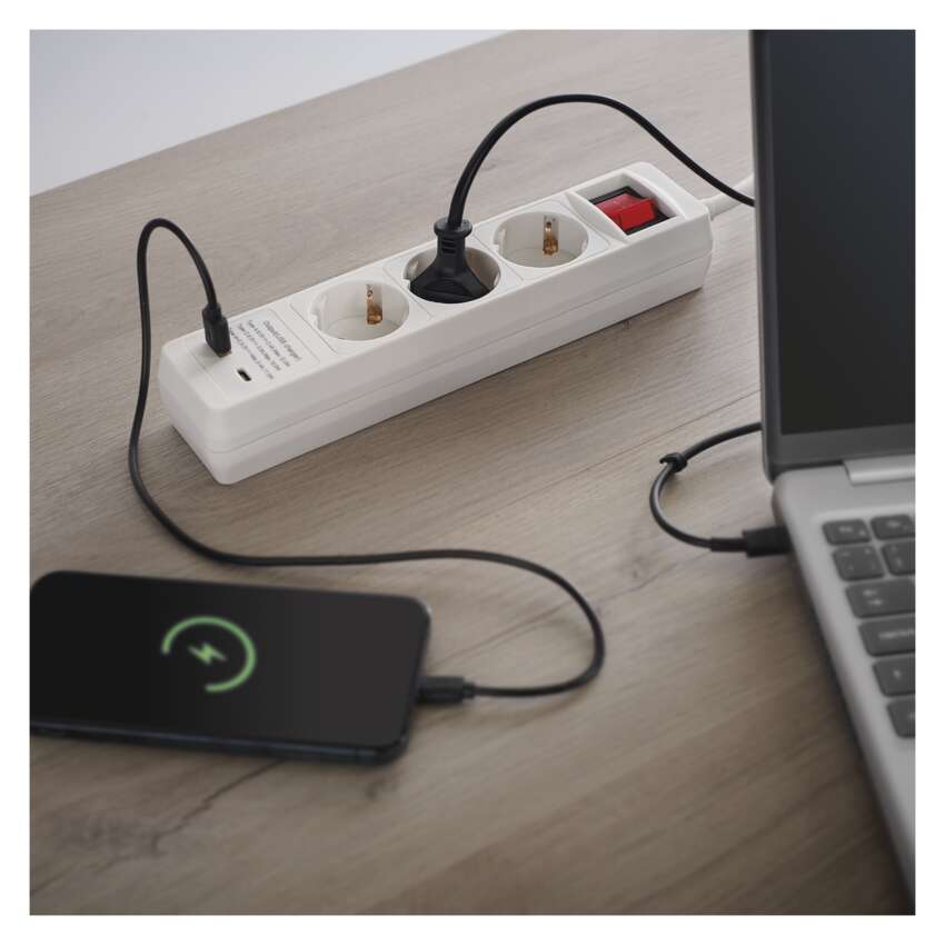 Pagarinātājs 2 m, 3 kontaktligzdas, ar slēdzii, 2×USB, EMOS