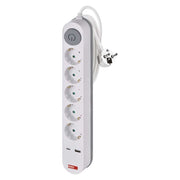 Pagarinātājs 3 m, 5 kontaktligzdas, ar slēdzi, 2×USB, EMOS