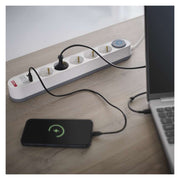 Pagarinātājs 3 m, 5 kontaktligzdas, ar slēdzi, 2×USB, EMOS