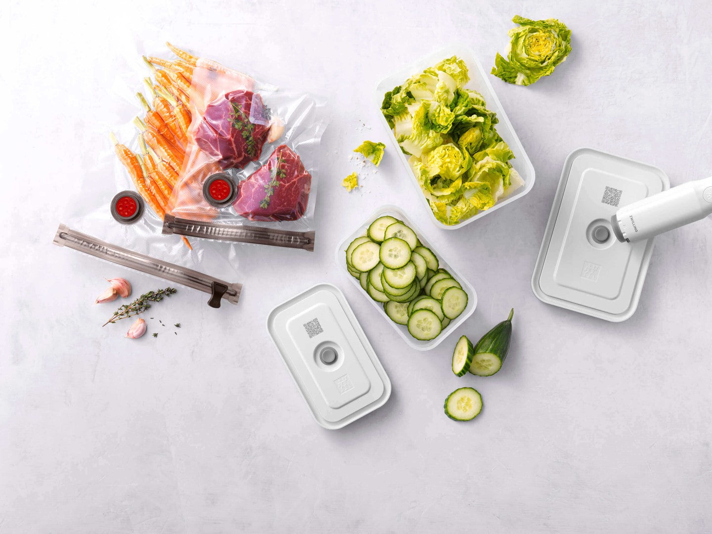 Stikla vakuuma trauku, maisiņu un sūknīša komplekts ZWILLING FRESH & SAVE M/L