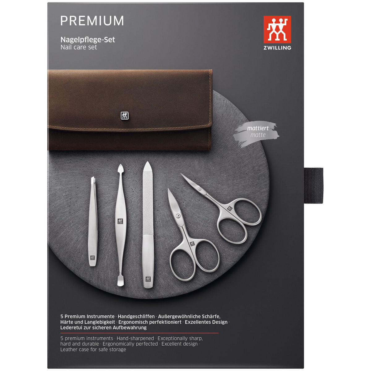 ZWILLING TWINOX Travel set - brown leather case, 5 elements