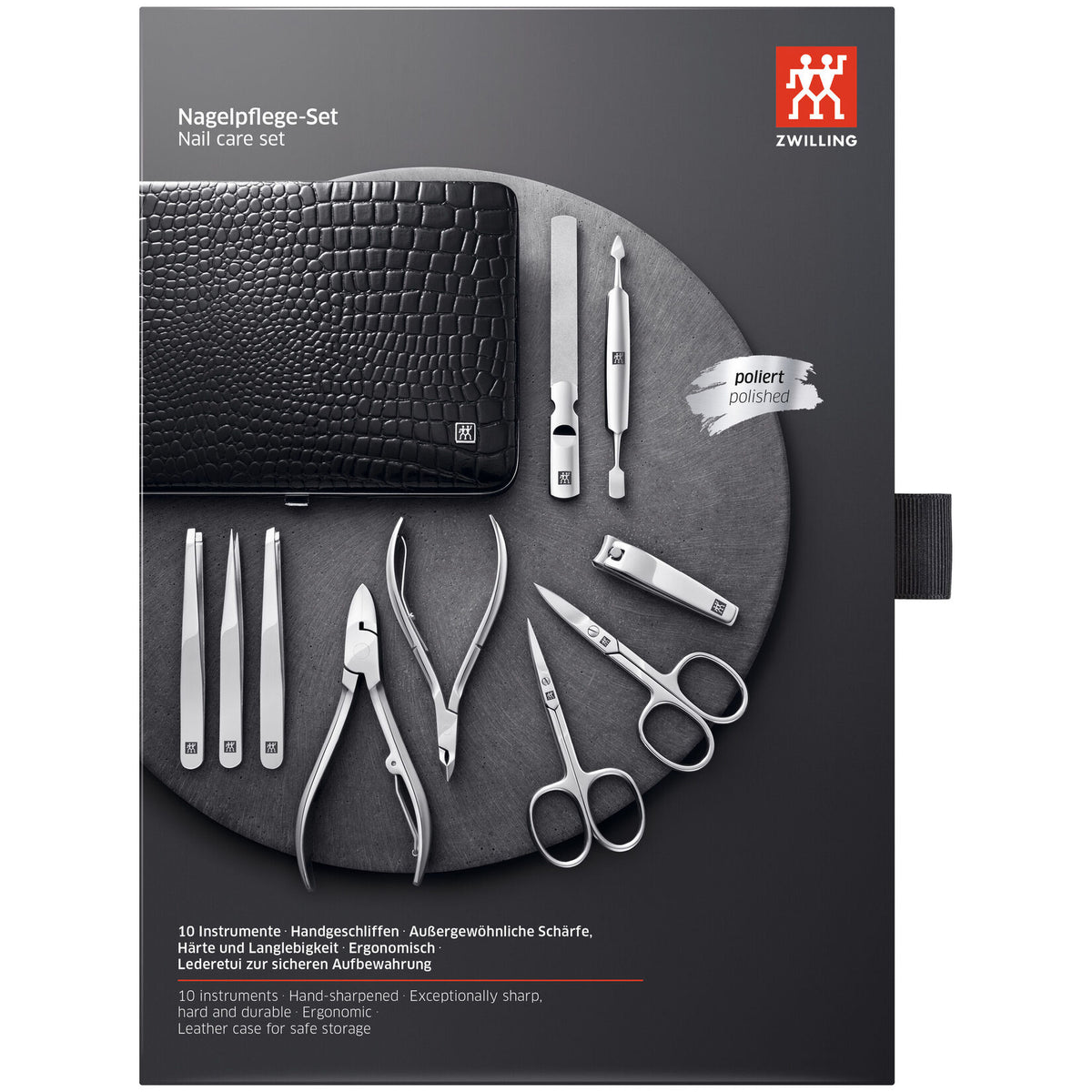 ZWILLING CLASSIC INOX Manicure set - black stywne box, 10 elements