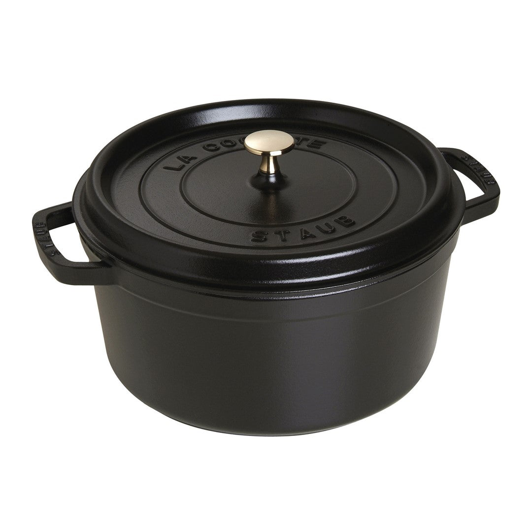 Emaljēts čuguna katls ar vāku Staub 28cm 6.7L Cocotte, melns