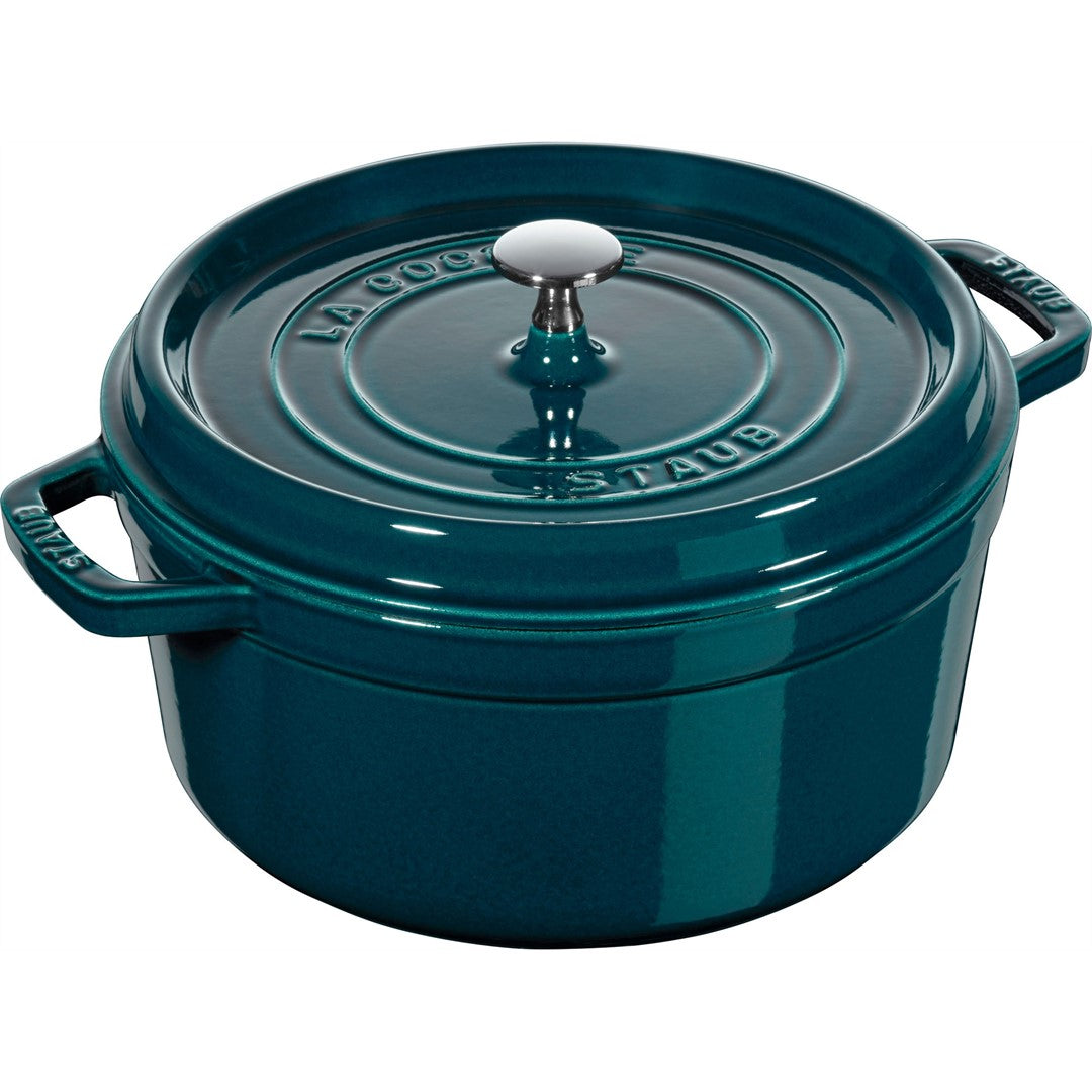 Emaljēts čuguna katls ar vāku Staub 28cm 6.7L La Cocotte, jūras zils