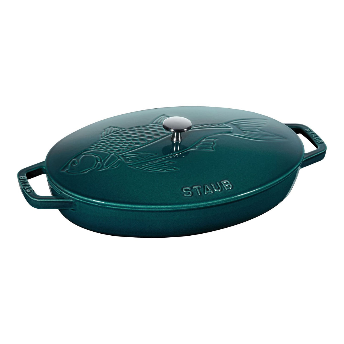 STAUB Specialities ovāls čuguna cepamtrauks zivīm ar vāku 33 cm, 2.8L, La Mer