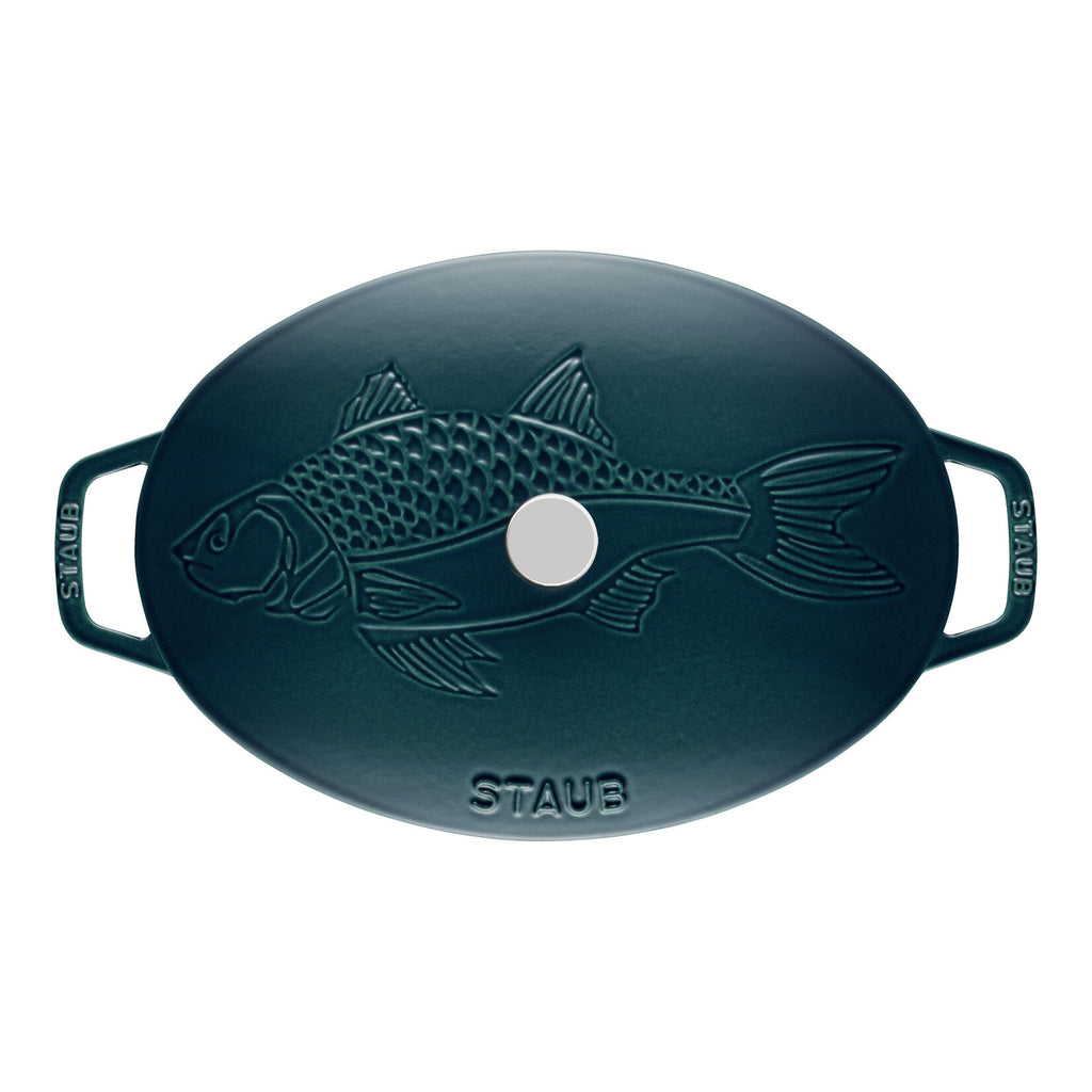 STAUB Specialities ovāls čuguna cepamtrauks zivīm ar vāku 33 cm, 2.8L, La Mer