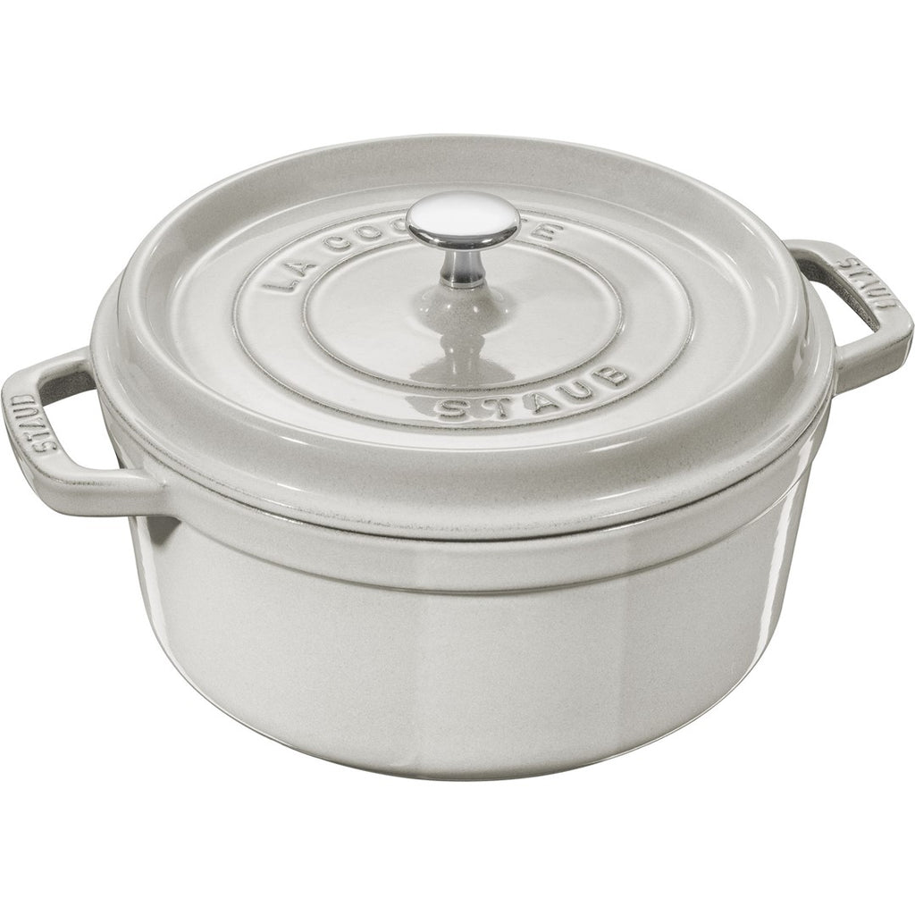 Emaljēts čuguna katls ar vāku Staub 28cm 6.7L Cocotte, balts