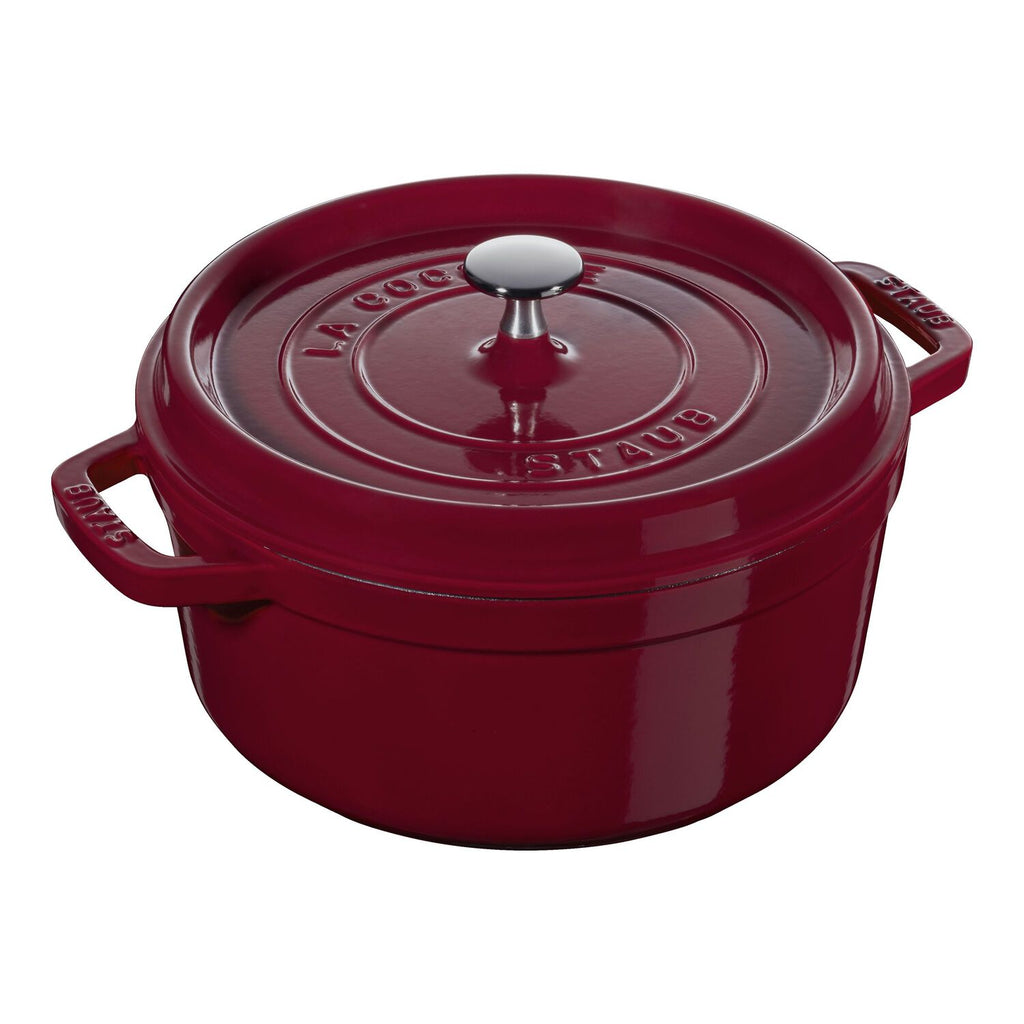 Emaljēts čuguna katls ar vāku Staub 28cm 6.7L La Cocotte, tumši sarkans