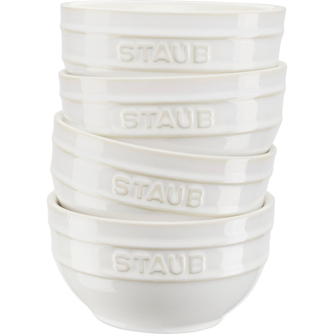 Keramikas bļodiņas STAUB Ceramique 14 cm, 0.7L, 4gab., ziloņkaula baltas