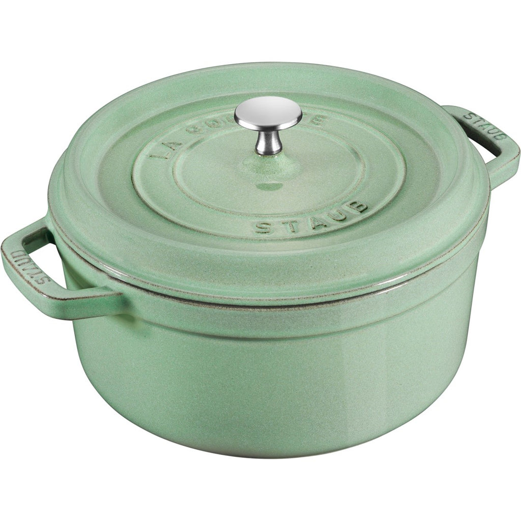 Emaljēts čuguna katls ar vāku Staub 26cm 5.2L La Cocotte, gaiši zaļš