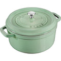 Emaljēts čuguna katls ar vāku Staub 26cm 5.2L La Cocotte, gaiši zaļš