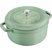 Emaljēts čuguna katls ar vāku Staub 26cm 5.2L La Cocotte, gaiši zaļš