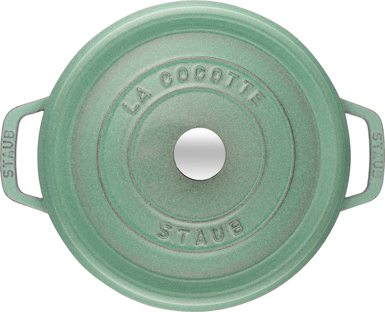 Emaljēts čuguna katls ar vāku Staub 28cm 6.7L Cocotte, piparmētru zaļš
