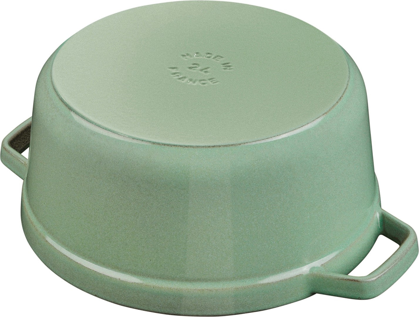 Emaljēts čuguna katls ar vāku Staub 28cm 6.7L Cocotte, piparmētru zaļš