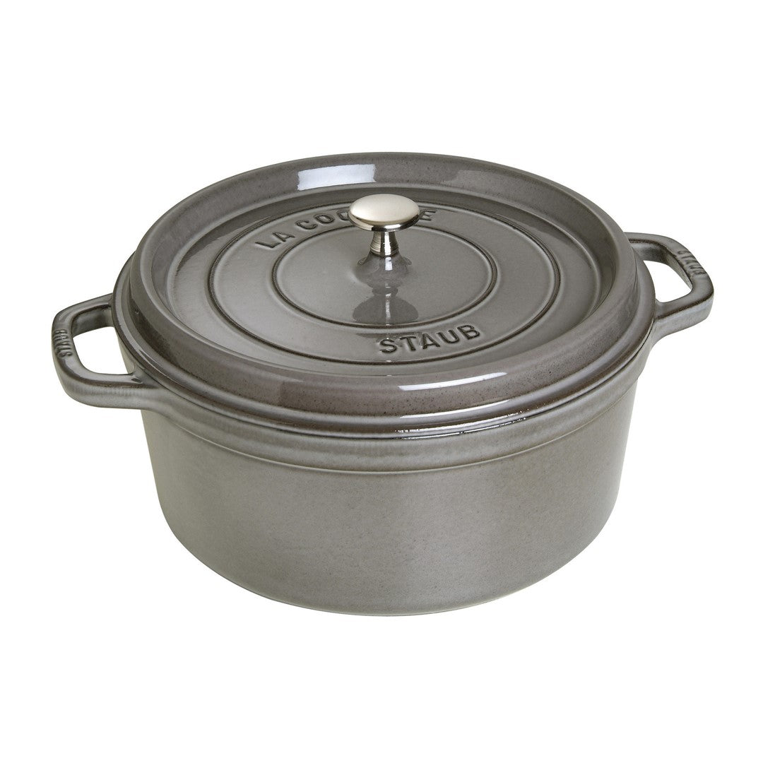 Emaljēts čuguna katls ar vāku Staub 28cm 6.7L Cocotte, pelēks