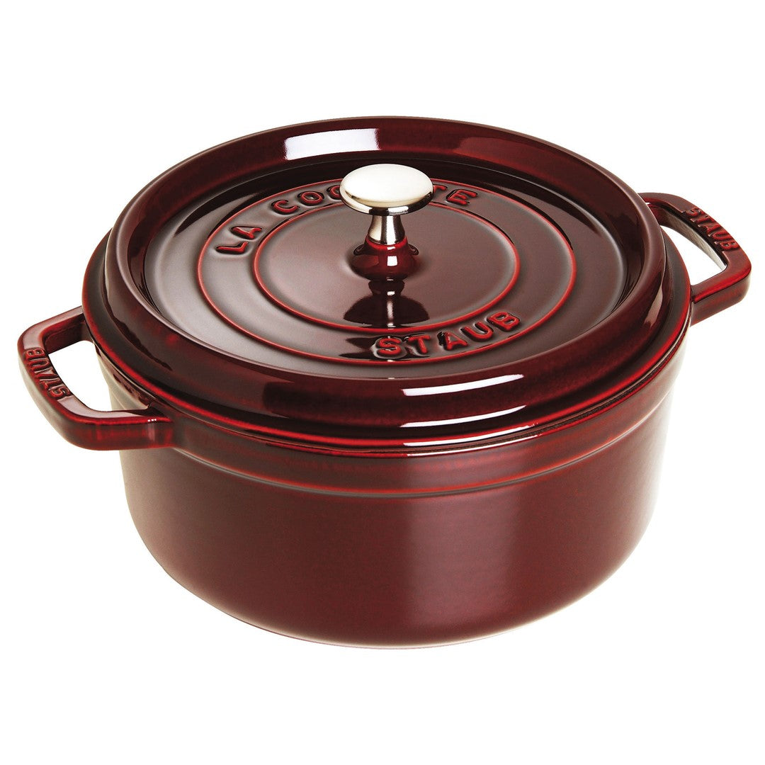 Emaljēts čuguna katls ar vāku Staub 26cm 5.25L Cocotte, tumši sarkans