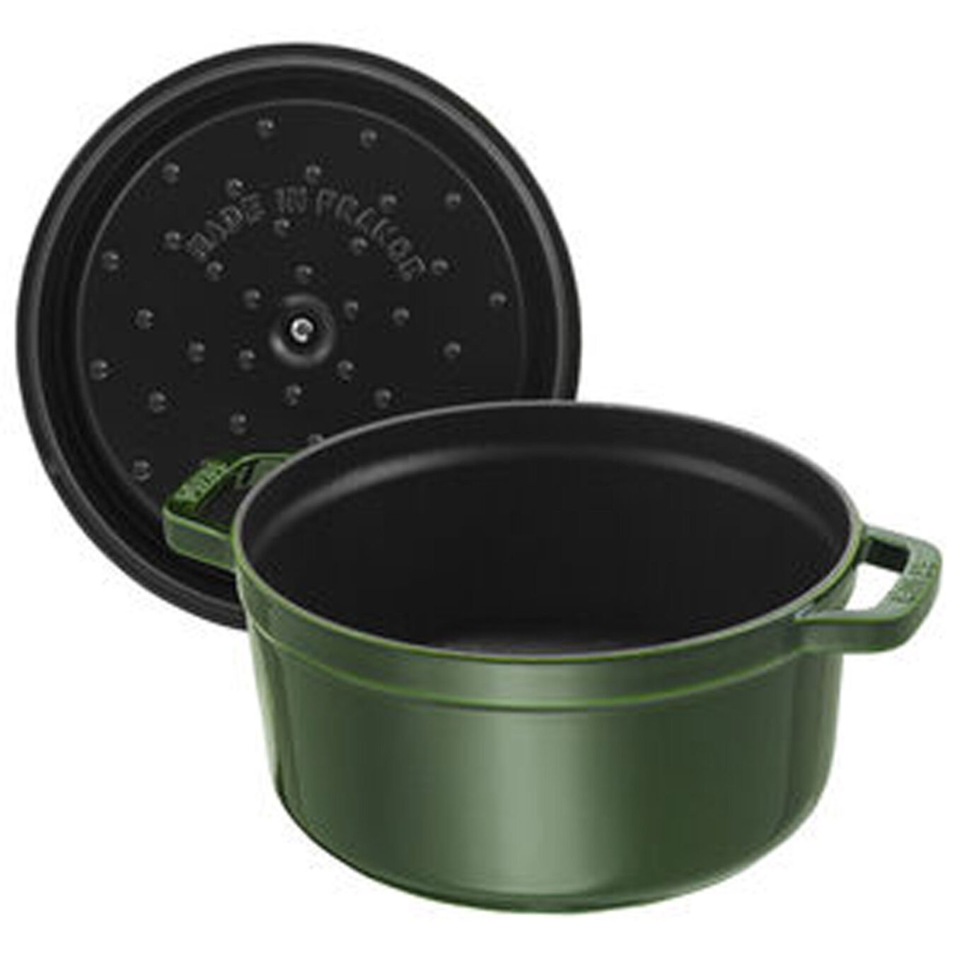 Emaljēts čuguna katls ar vāku Staub 26cm 5.2L Cocotte, tumši zaļš