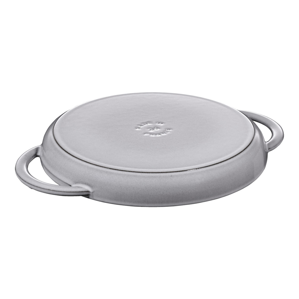 STAUB Okrągła patelnia żeliwna grillowa z dwoma chuchamiami 26 cm, czarny