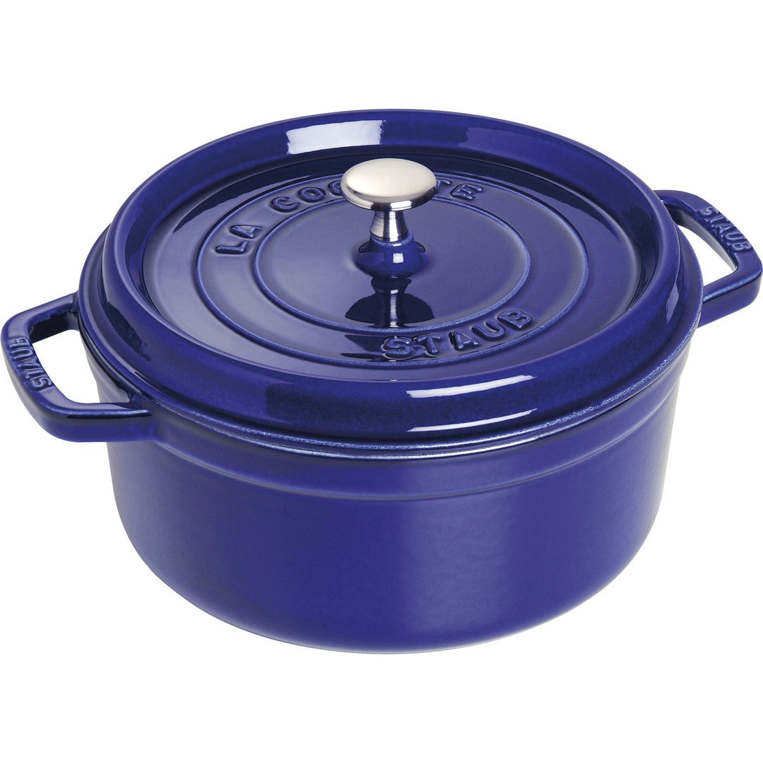 Emaljēts čuguna katls ar vāku Staub 26cm 5.2L Cocotte, tumši zils