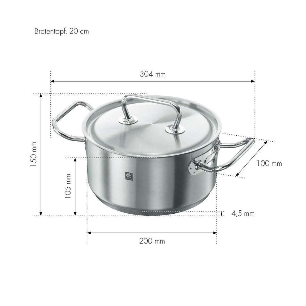 Nerūsējošā tērauda katls 3.0L ZWILLING TWIN CLASSIC 20cm ar vāku