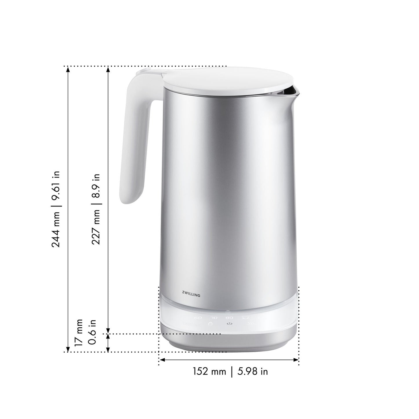 Dubultsienu elektriskā tējkanna ar regulējamu temperatūru ZWILLING Enfinigy Pro 1.5L 1850W
