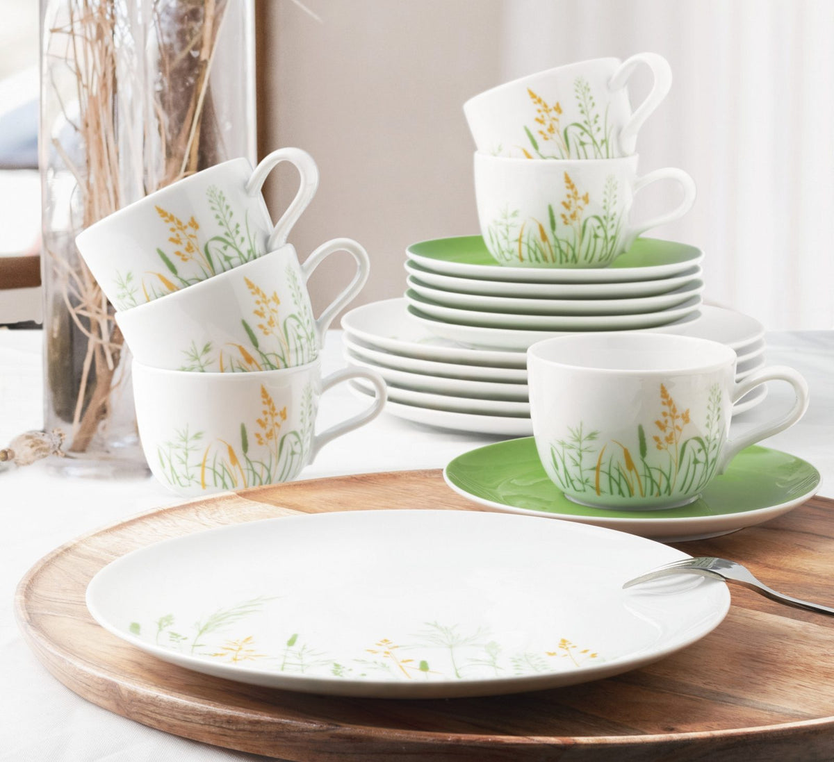 Porcelāna kafijas servīze Seltmann Weiden Liberty Meadow Grasses zaļa 6 personām, 18pr.