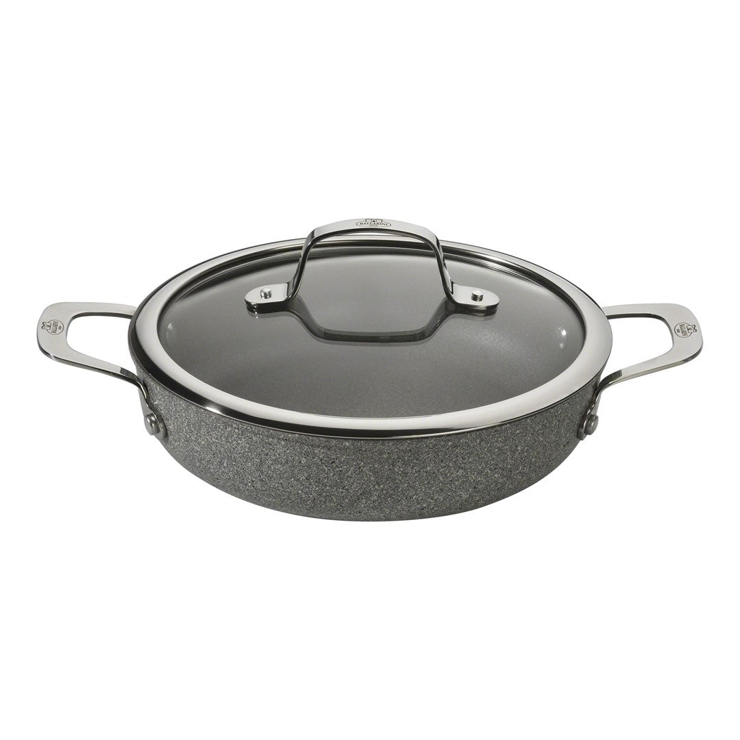 Indukcijas dziļā ar 2 rokturiem panna Ballarini Salina Granitium 24cm, ar vāku