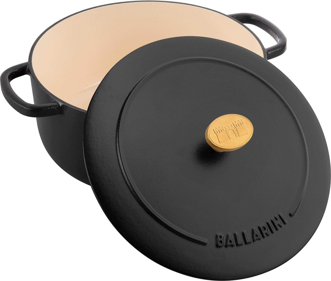 Čuguna sautējamais katls ar vāku Ballarini BELLAMONTE 5.5l melns