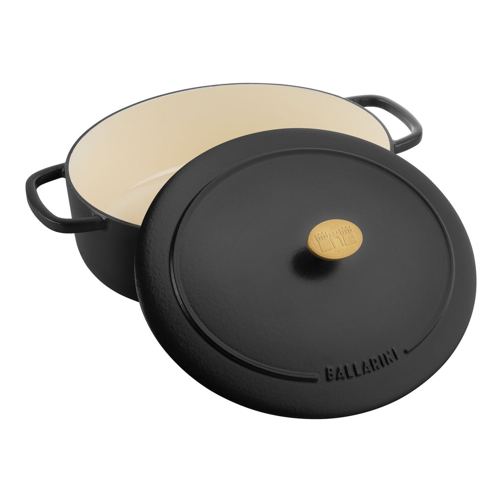 Čuguna sautējamais katls ar vāku 2.20L Ballarini BELLAMONTE melns, ovāls