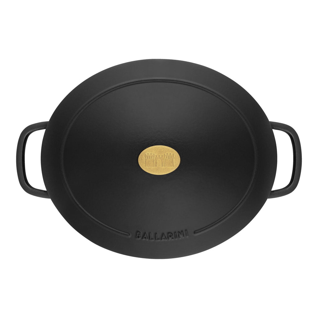 Čuguna sautējamais katls ar vāku 2.20L Ballarini BELLAMONTE melns, ovāls