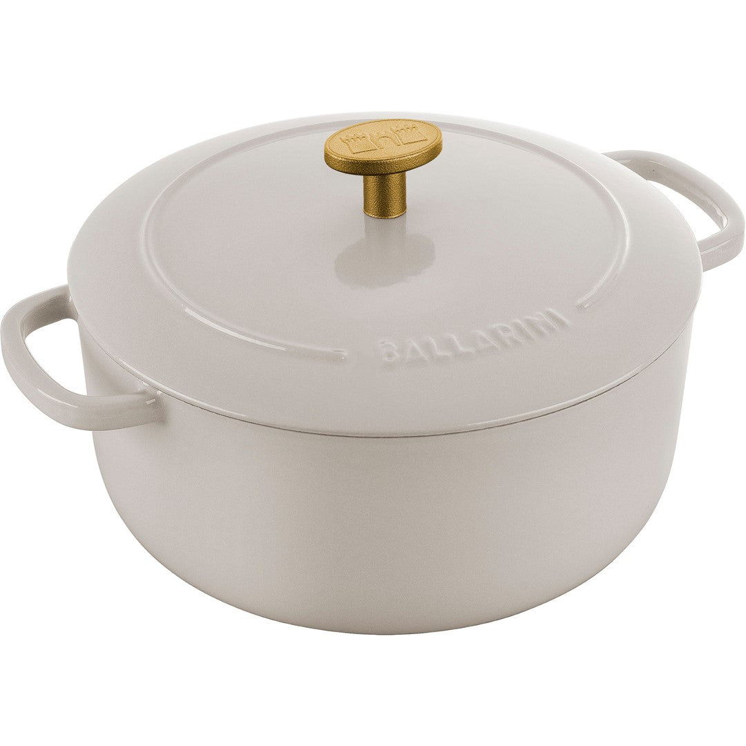 Emaljēts čuguna katls ar vāku Ballarini BELLAMONTE 2.6l ziloņkaula krāsā