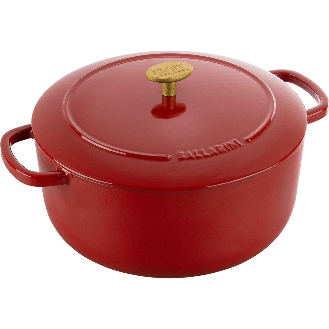 Čuguna sautējamais katls ar vāku Ballarini BELLAMONTE 5.5l sarkans