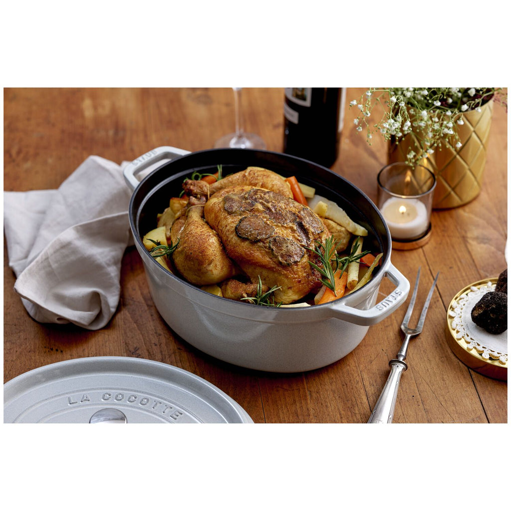Ovāls čuguna katls 29cm STAUB LA COCOTTE 4.2L, balts