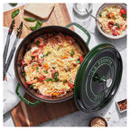 Emaljēts čuguna katls ar vāku Staub 26cm 5.2L Cocotte, tumši zaļš