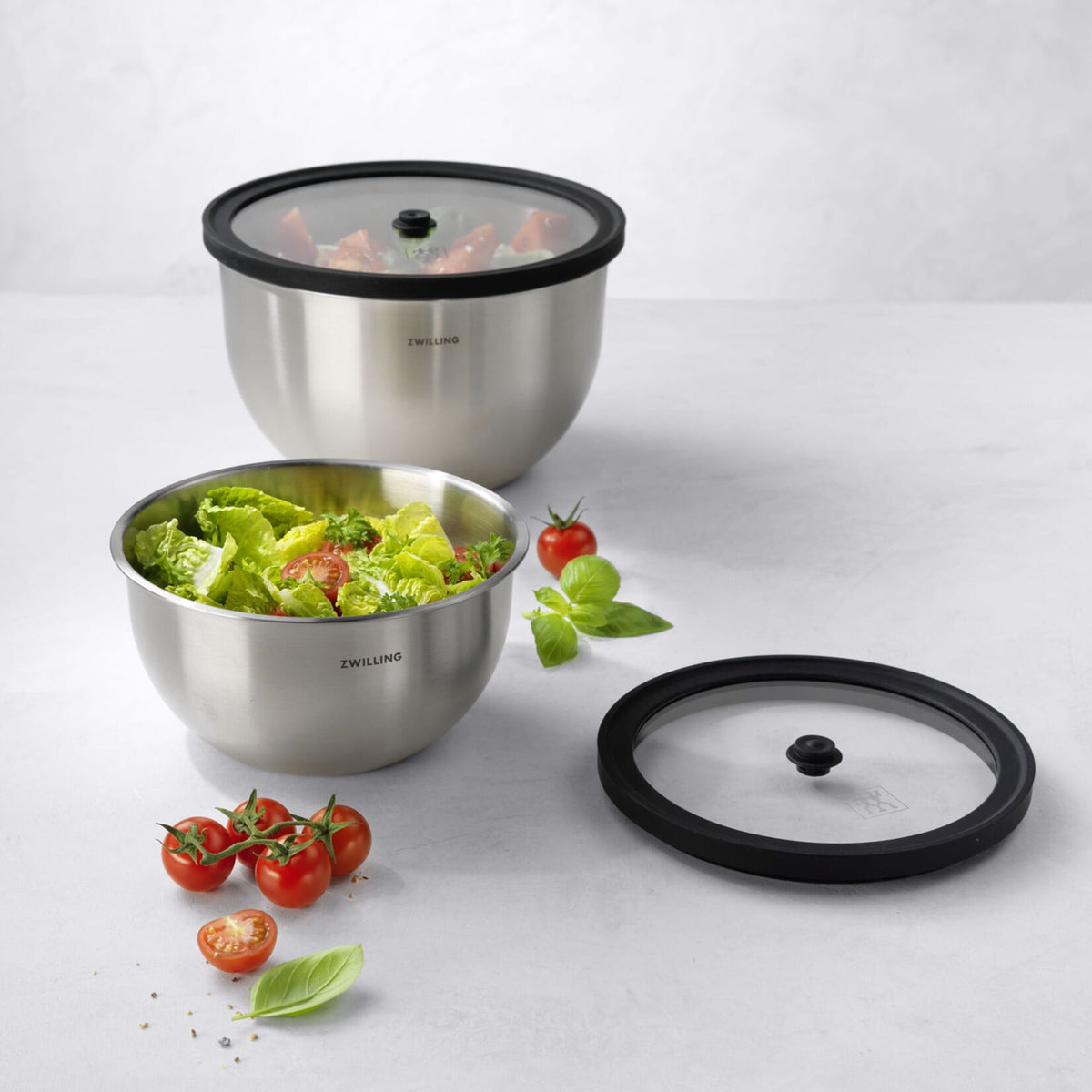 ZWILLING Fresh & Save tērauda bļodu ar vakuuma vākiem komplekts, 4 daļas