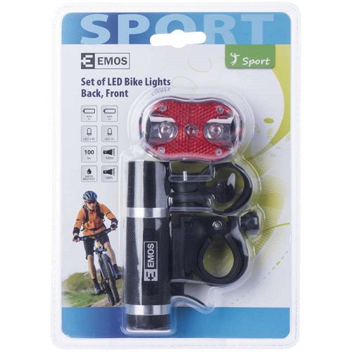 LED velo priekšējais lukturis + aizmugurējais lukturis EMOS P3920, 150 lm, 5x AAA