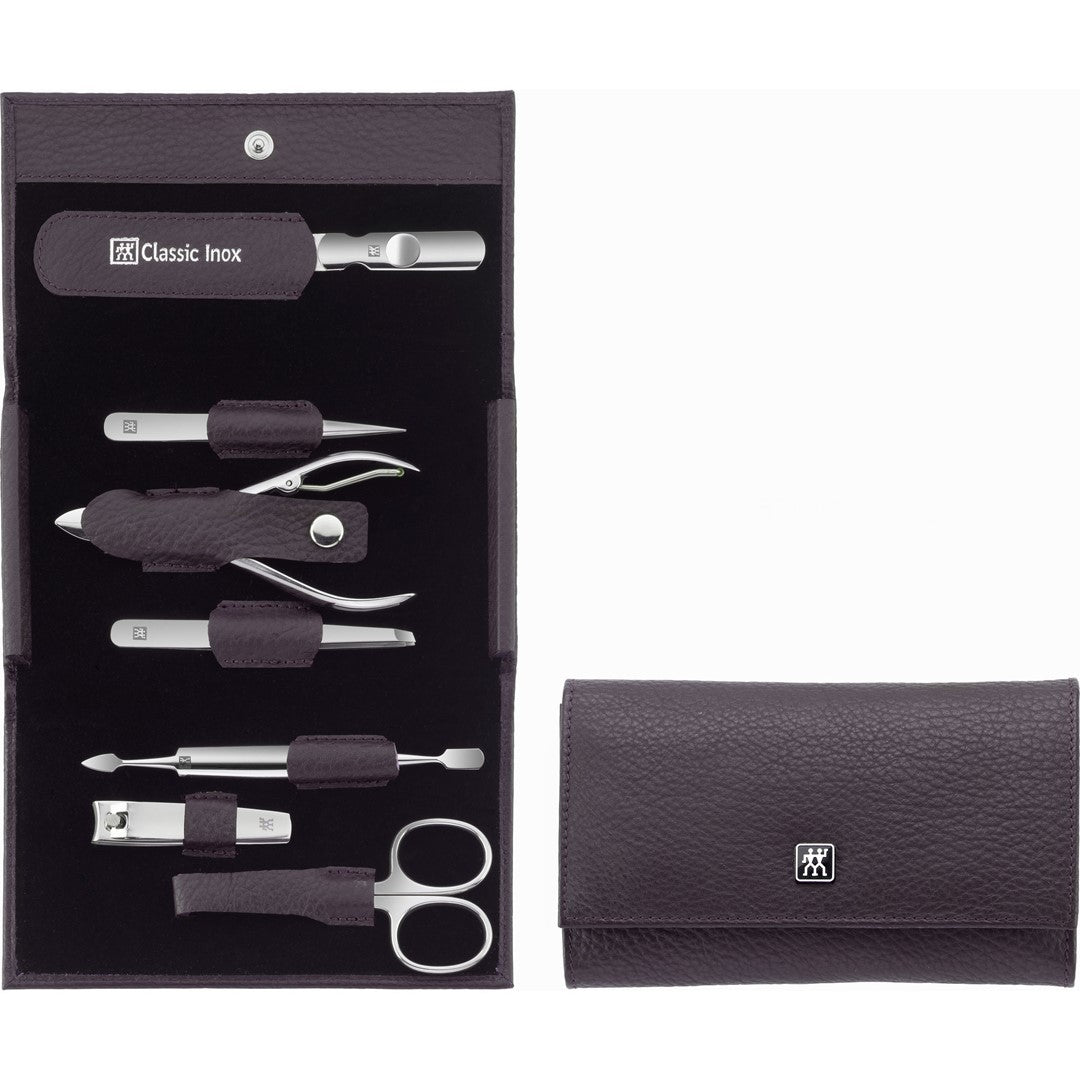 Manikīra piederumu komplekts ādas maciņā ZWILLING CLASSIC INOX 7pr., purpurs