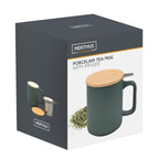 Nerthus porcelāna krūze ar nerūsējošā tērauda tējas sietīņu, 375 ml, zaļa