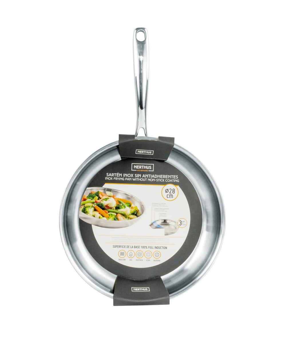 Nerthus 3-ply Stainless Steel Frying Pan 28cm | Full Induction