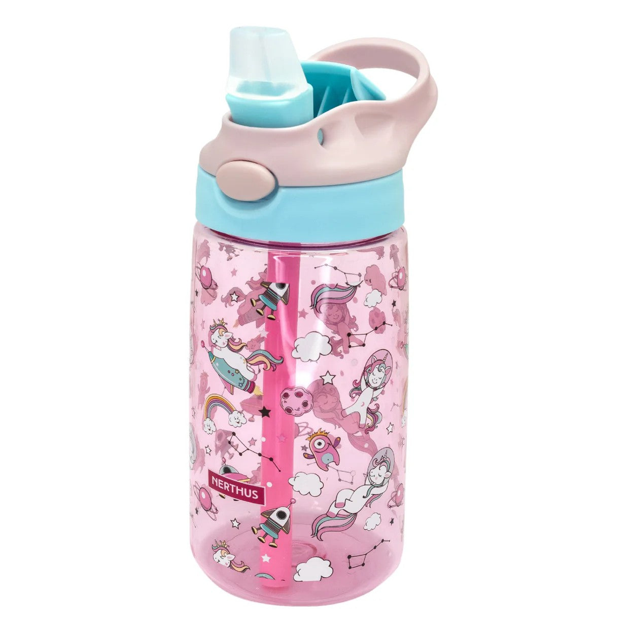 Nerthus bērnu ūdens pudele Vienradzis 450ml, rozā | BPA nesaturoša