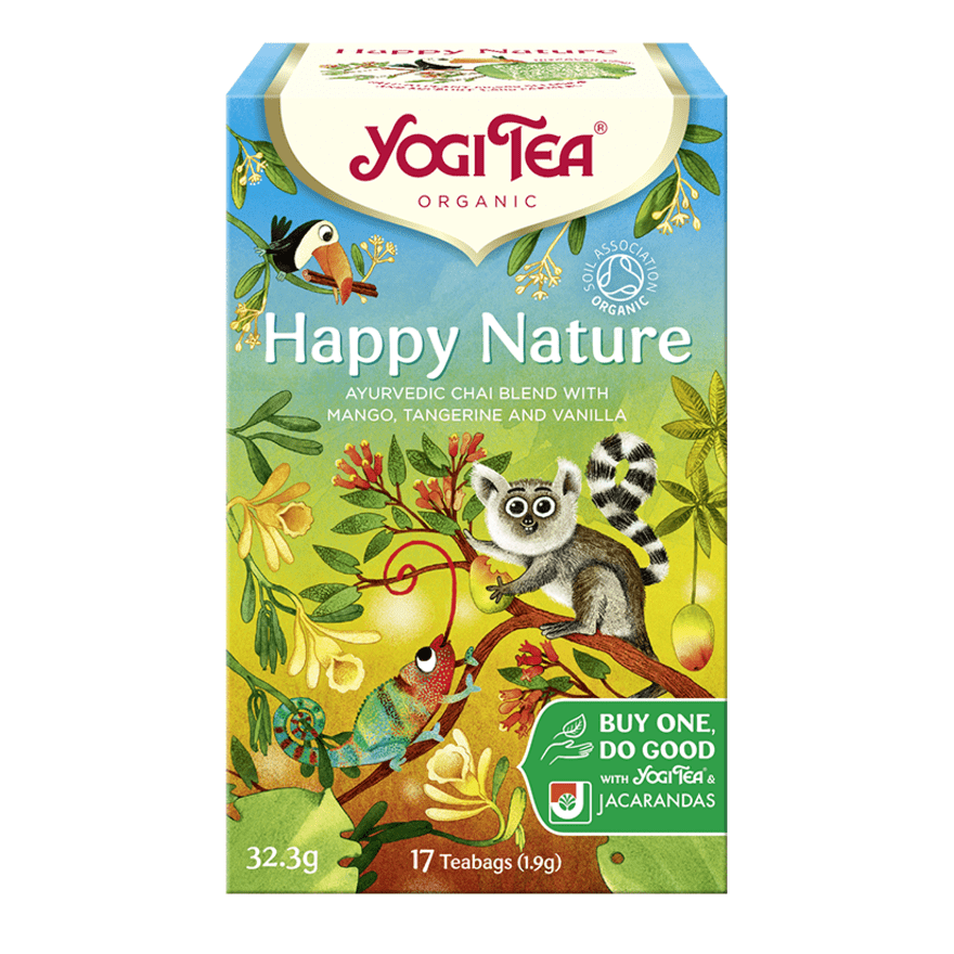 BIO ajūrvēdas tēja ar mango, mandarīniem un vaniļu Yogi Tea Happy Nature, 17 tējas maisiņi