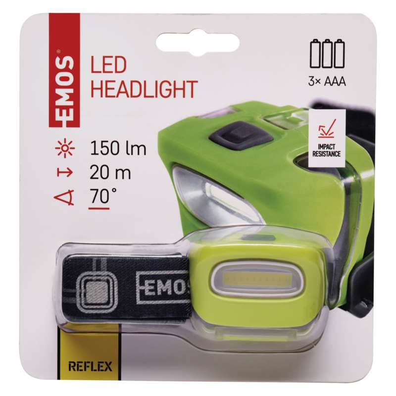 LED galvas lukturis EMOS COB 140lm, 3xAAA