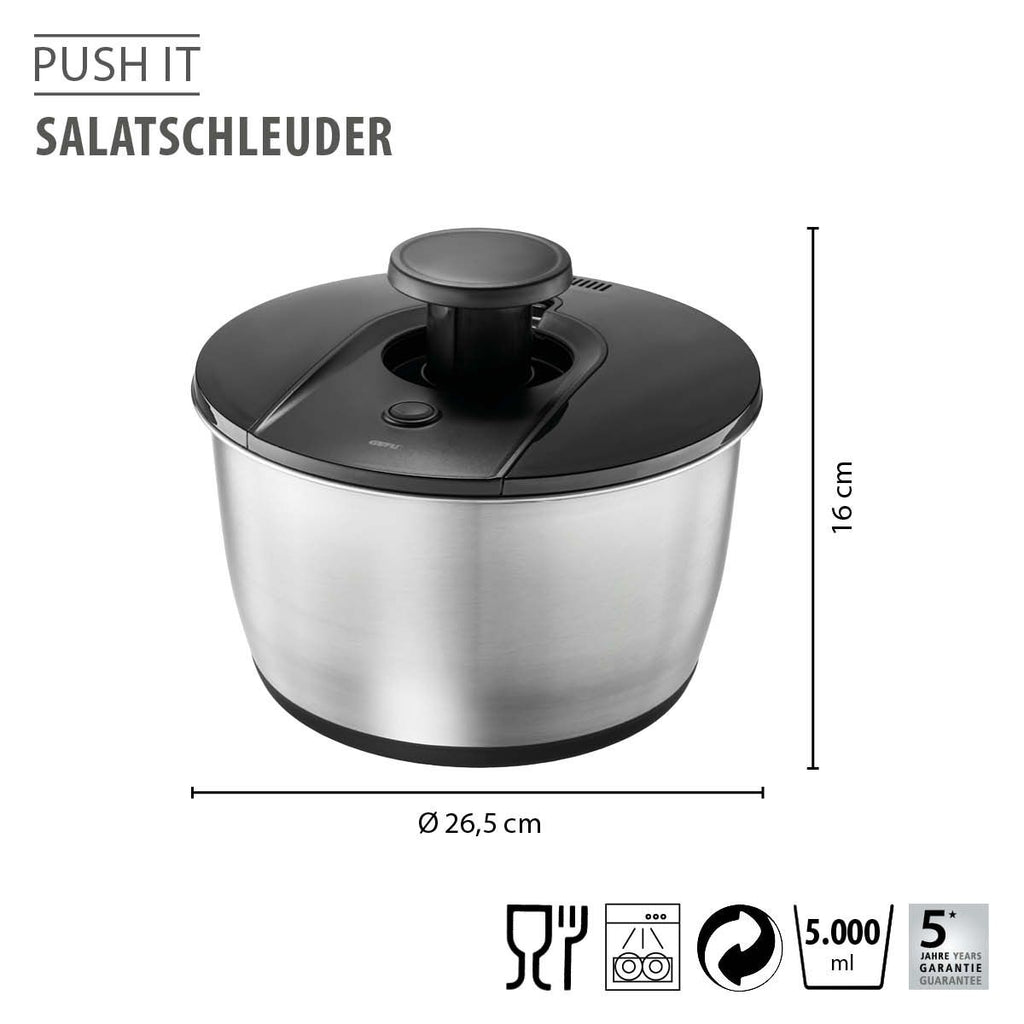 Salātu žāvētājs ar metāla bļodu GEFU Push It,  5l