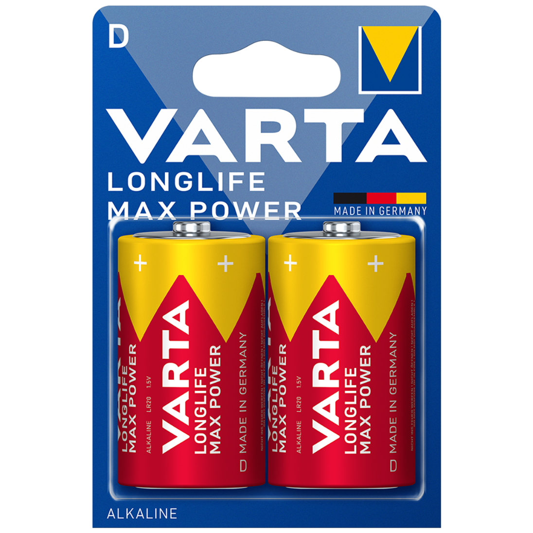 Apaļā baterija VARTA Longlife Max Power Alkaline D, 1.5V, 2gb.