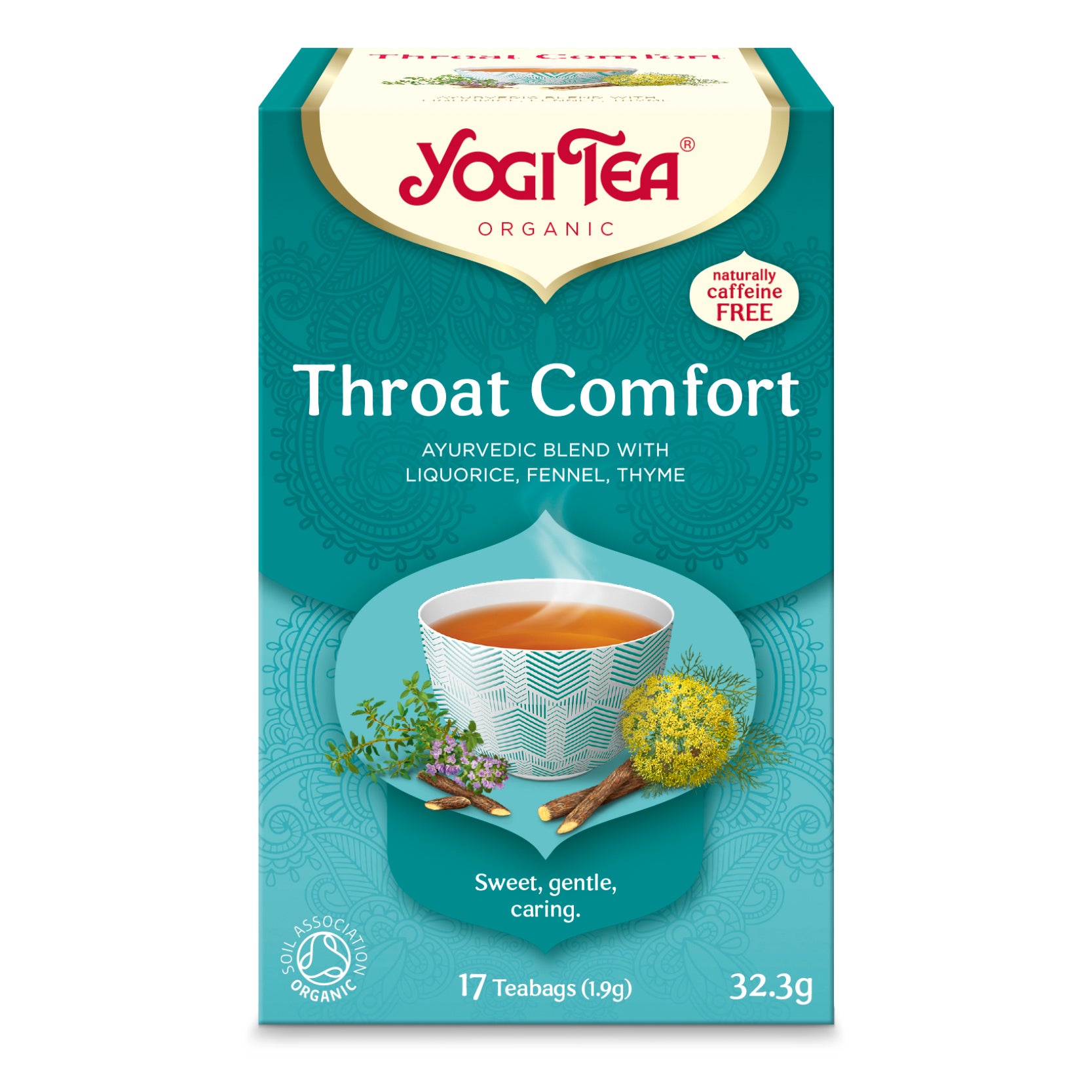 BIO tēja kakla veselībai Yogi Tea Throat Comfort, 17 tējas maisiņi