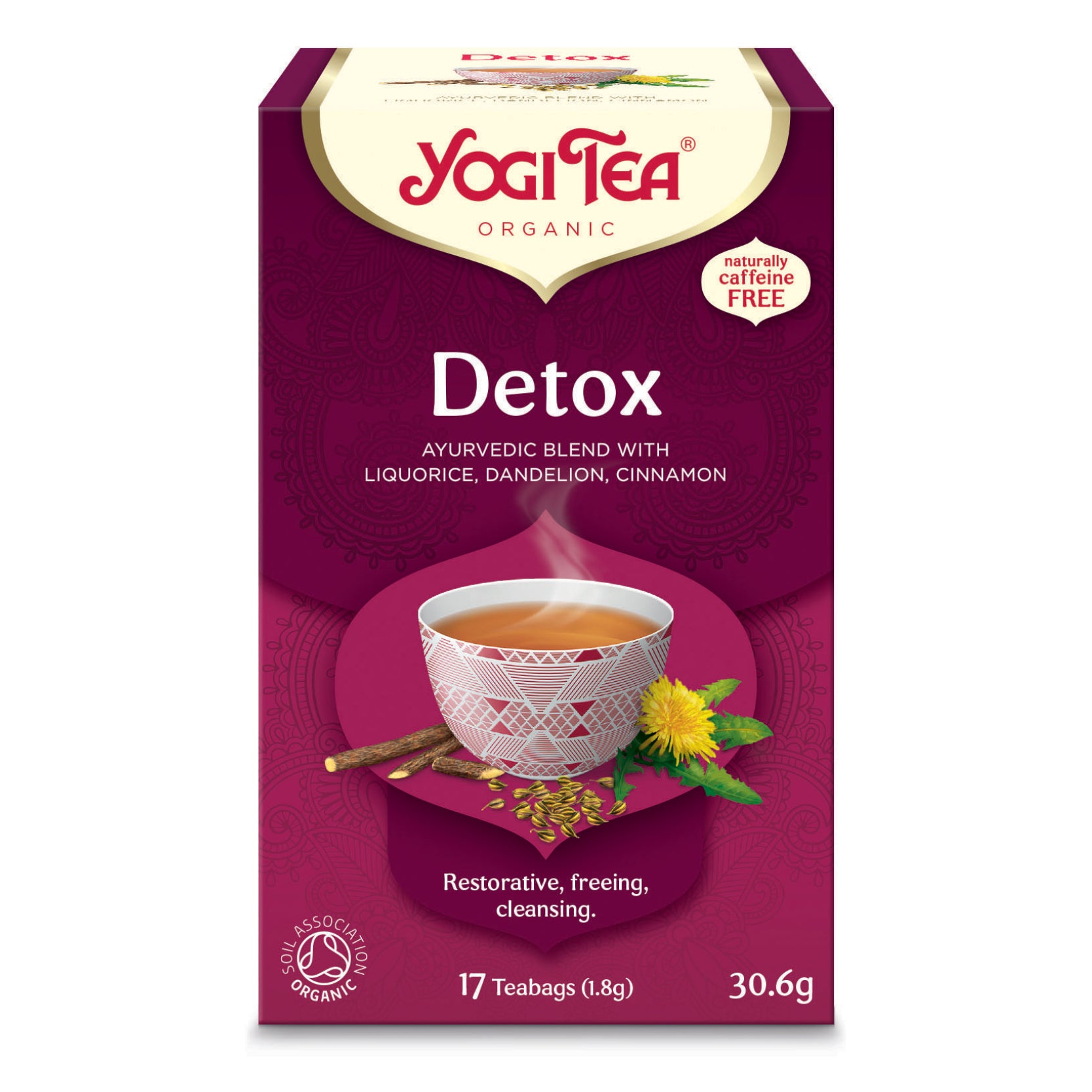 BIO tēja organisma attīrīšanai Yogi Tea Detox ar lakricu, pienenēm un kanēli