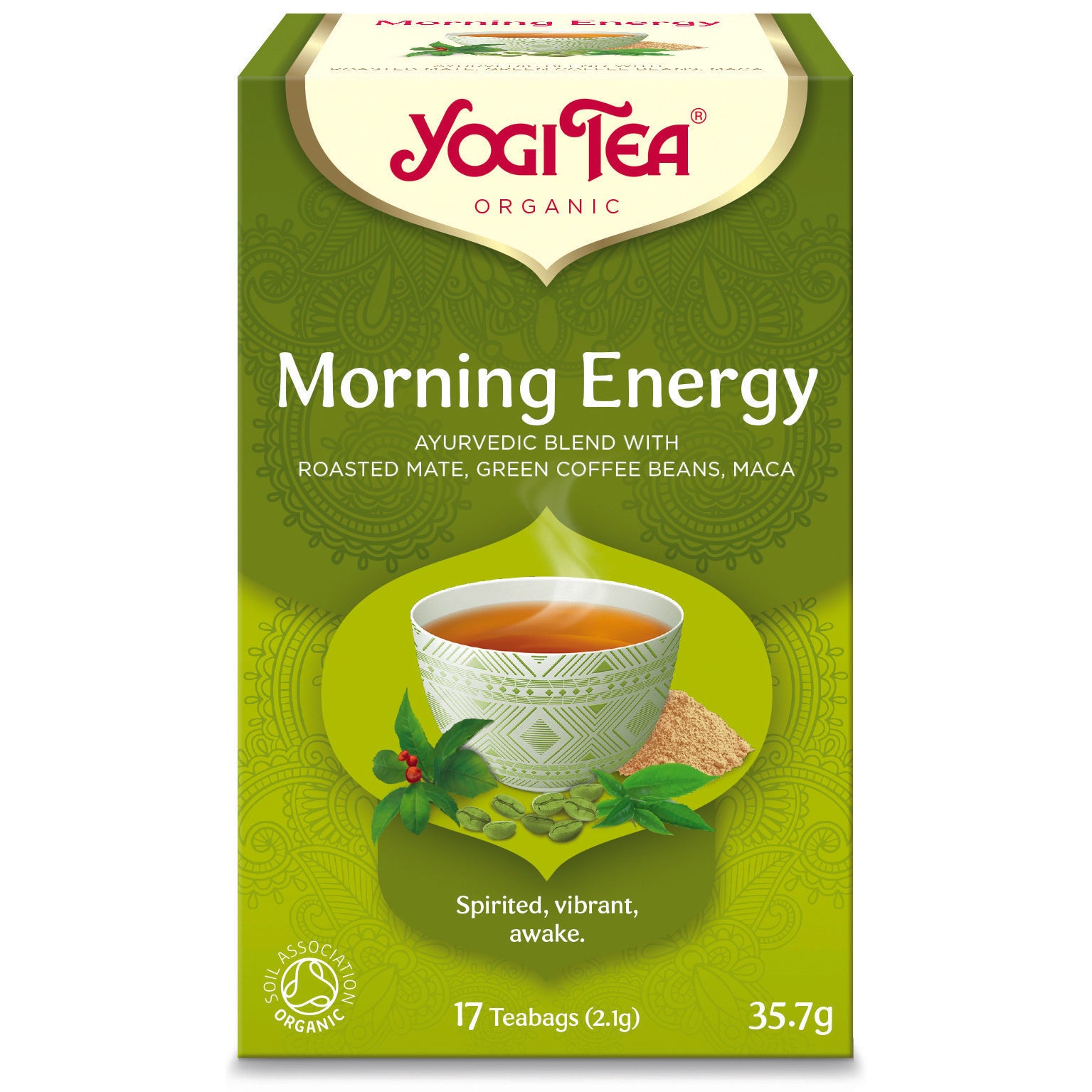 BIO uzmundrinoša zaļā tēja Yogi Tea Morning Energy